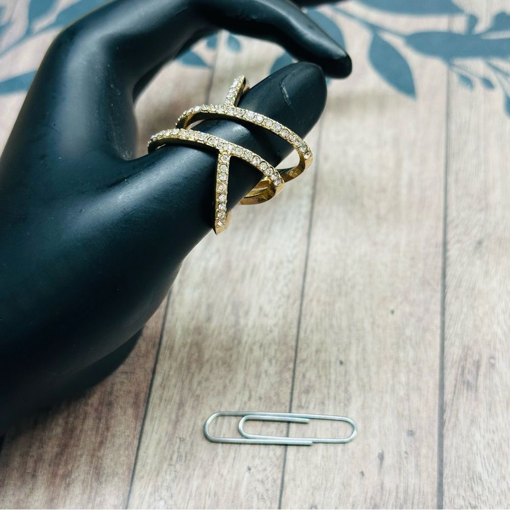 Gold Clear Crystal Illusion Ring‎ B5